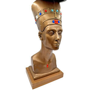 Queen Nefertiti, Spelter/Zinc Alloy, Brass/Bronze Finish, 18", Mid-Century